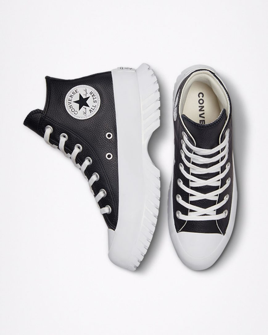 Dámské Boty Vysoké Converse Chuck Taylor All Star Lugged 2.0 Læder Černé Bílé | CZ MEBT69